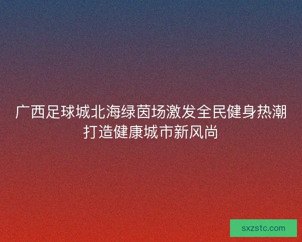 广西足球城北海绿茵场激发全民健身热潮打造健康城市新风尚